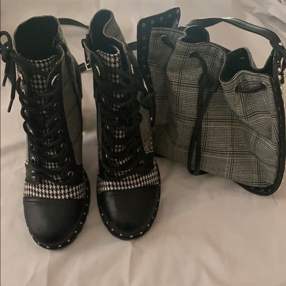 Aldo Heeled Boots and Matching Bag
